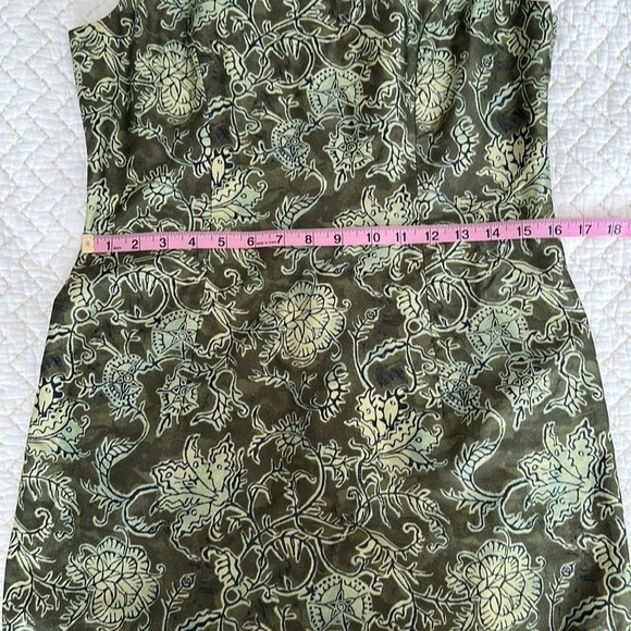 PERUVIAN CONNECTION Pima Cotton Border Print Sleeveless Sheath Dress Green Sz 6 - Picture 8 of 9